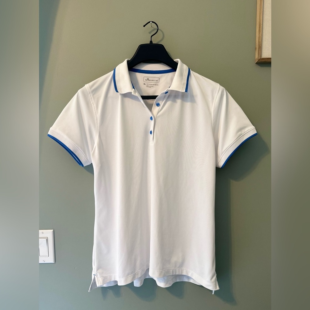 Woman's Peter Millar 3 Button Sports Polo Golf Shirt Tennis Shirt Size XL